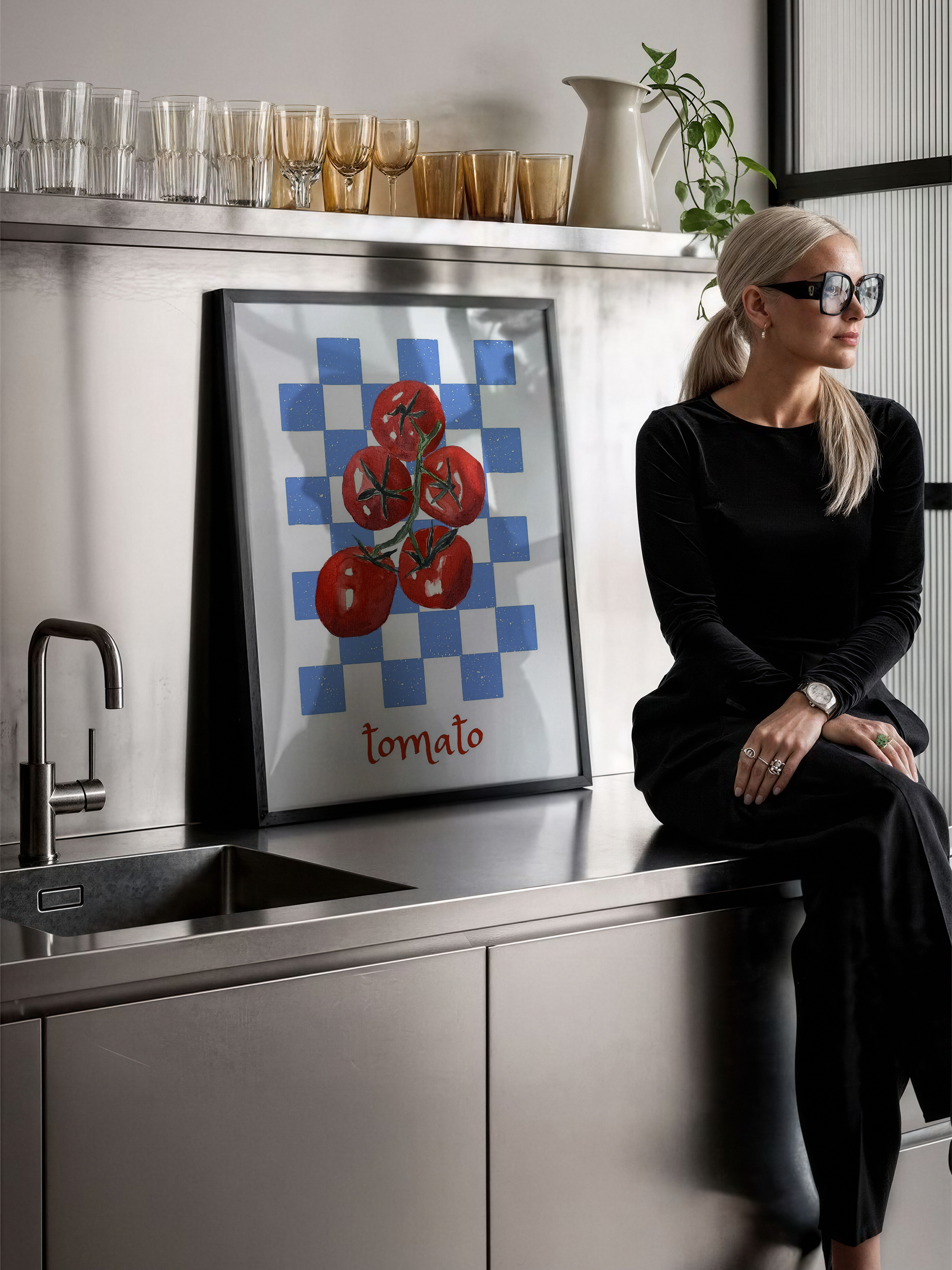 Domates İllüstrasyonu – Retro Desenli