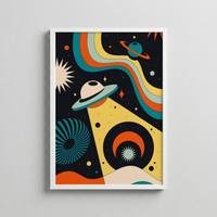 Kozmik Akış – Retro Uzay İllüstrasyon Posteri