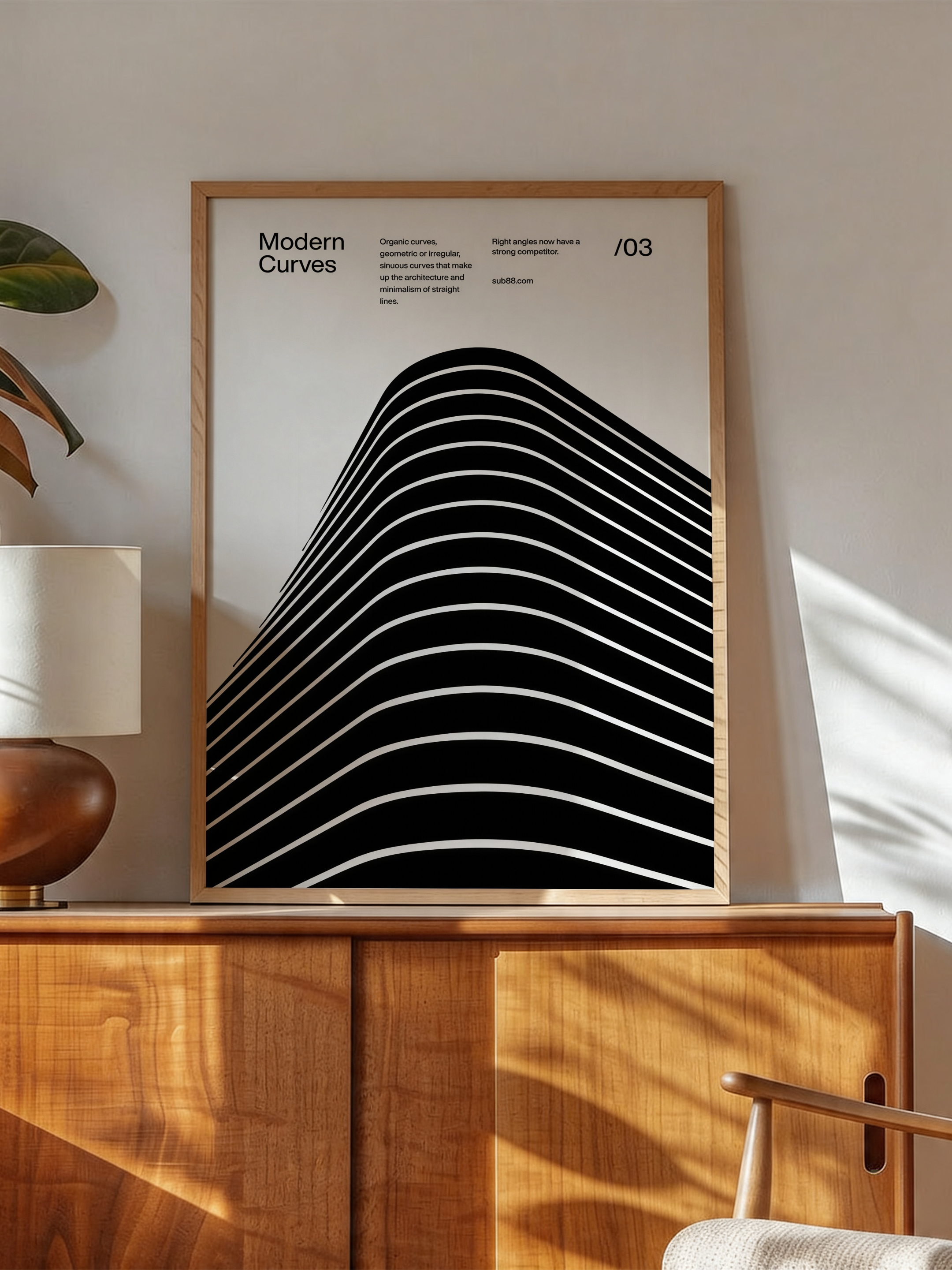 Modern Eğriler – Geometrik Soyut Poster