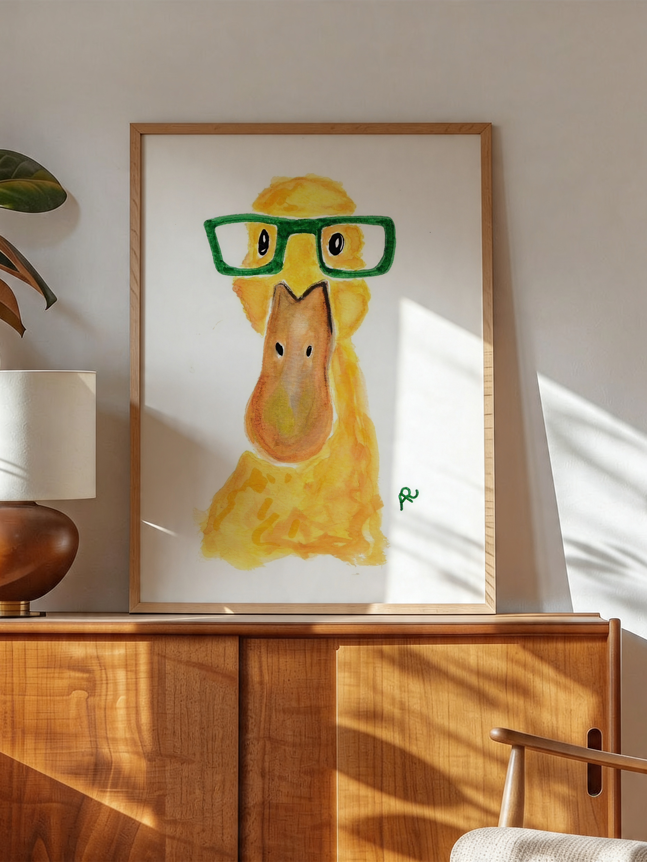 Meraklı Ördek – Sulu Boya Portre