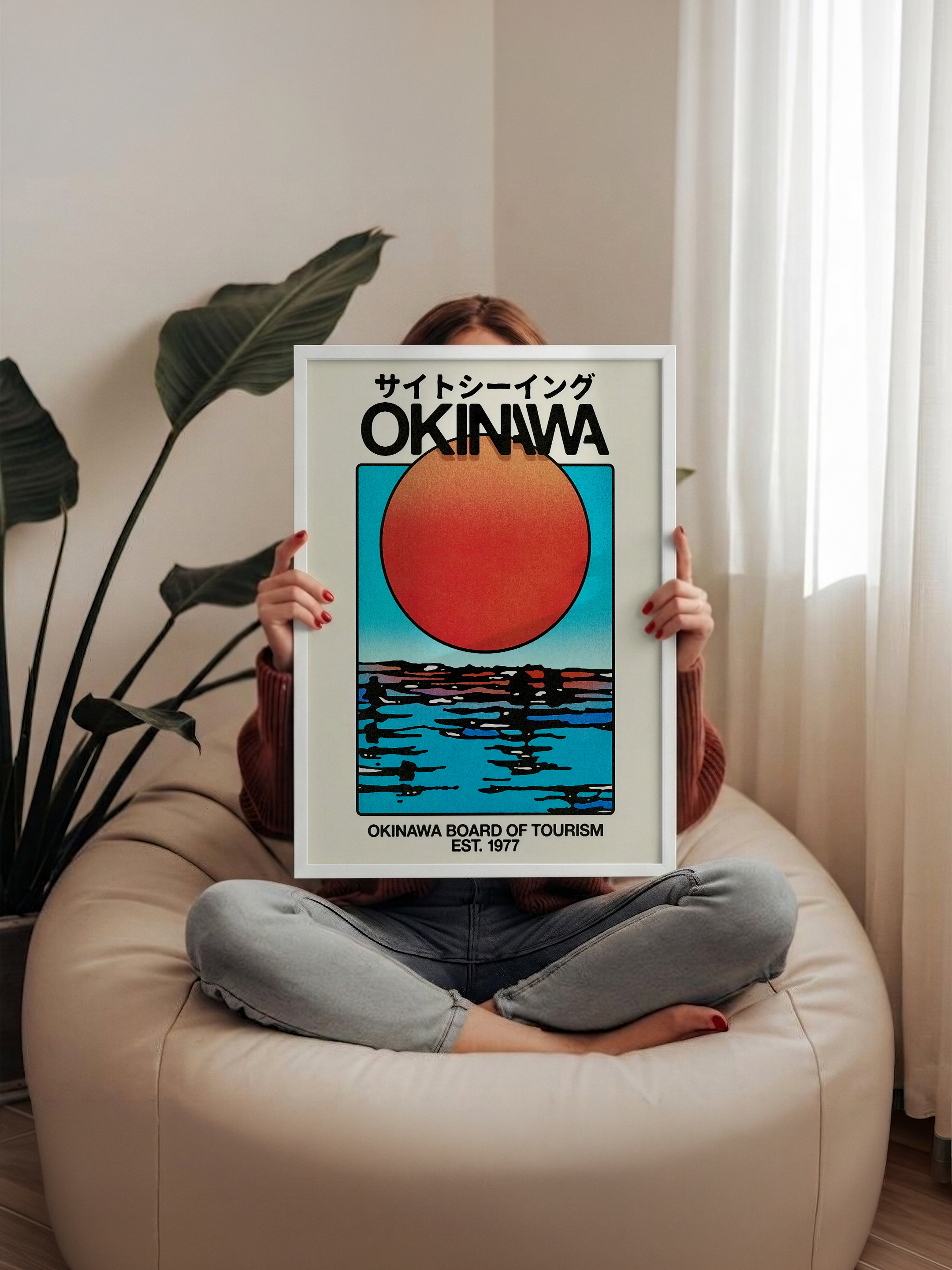 Okinawa Gün Batımı – Retro Seyahat Posteri