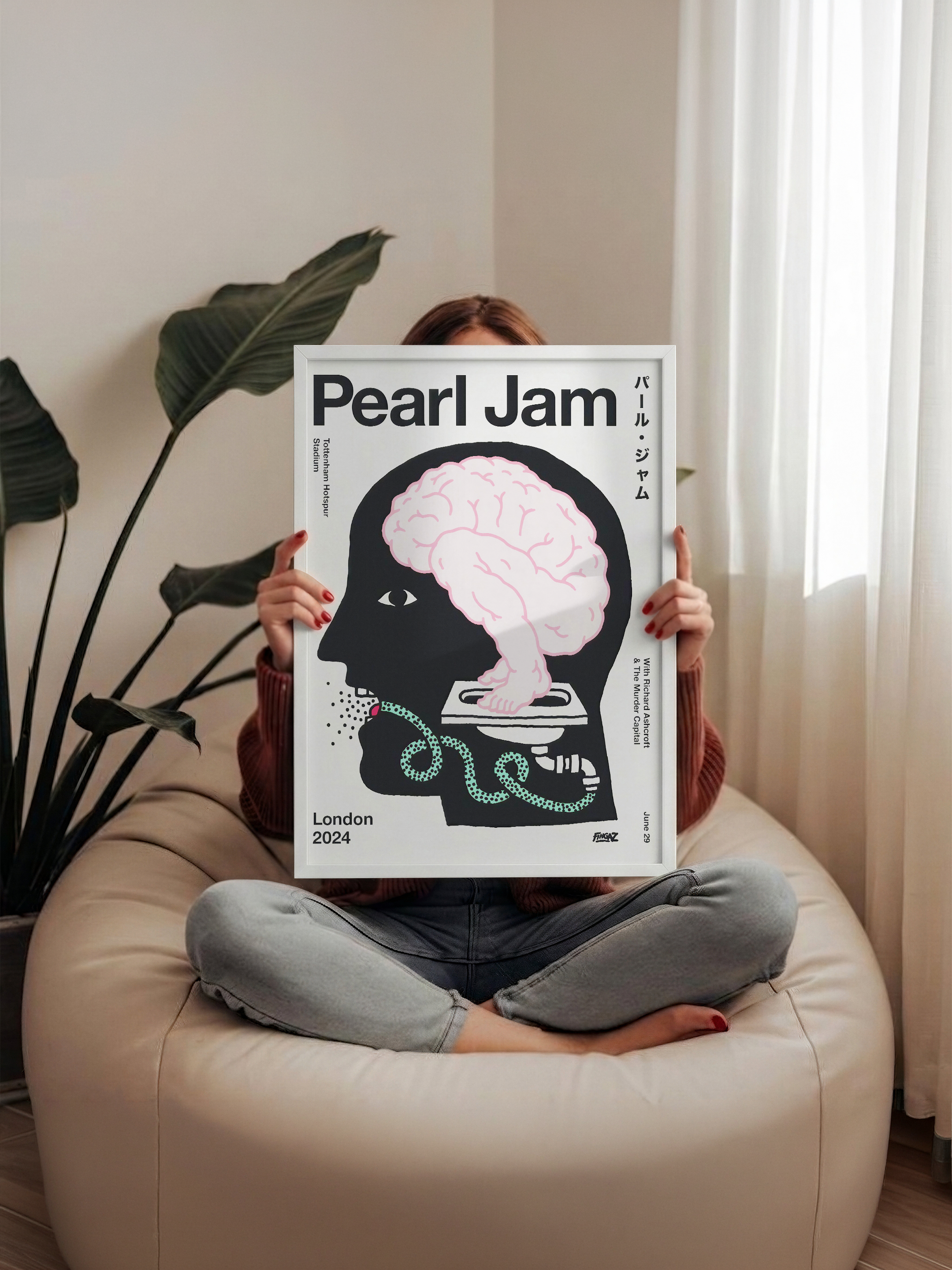 Pearl Jam – Sürreal Beyin İllüstrasyon Posteri
