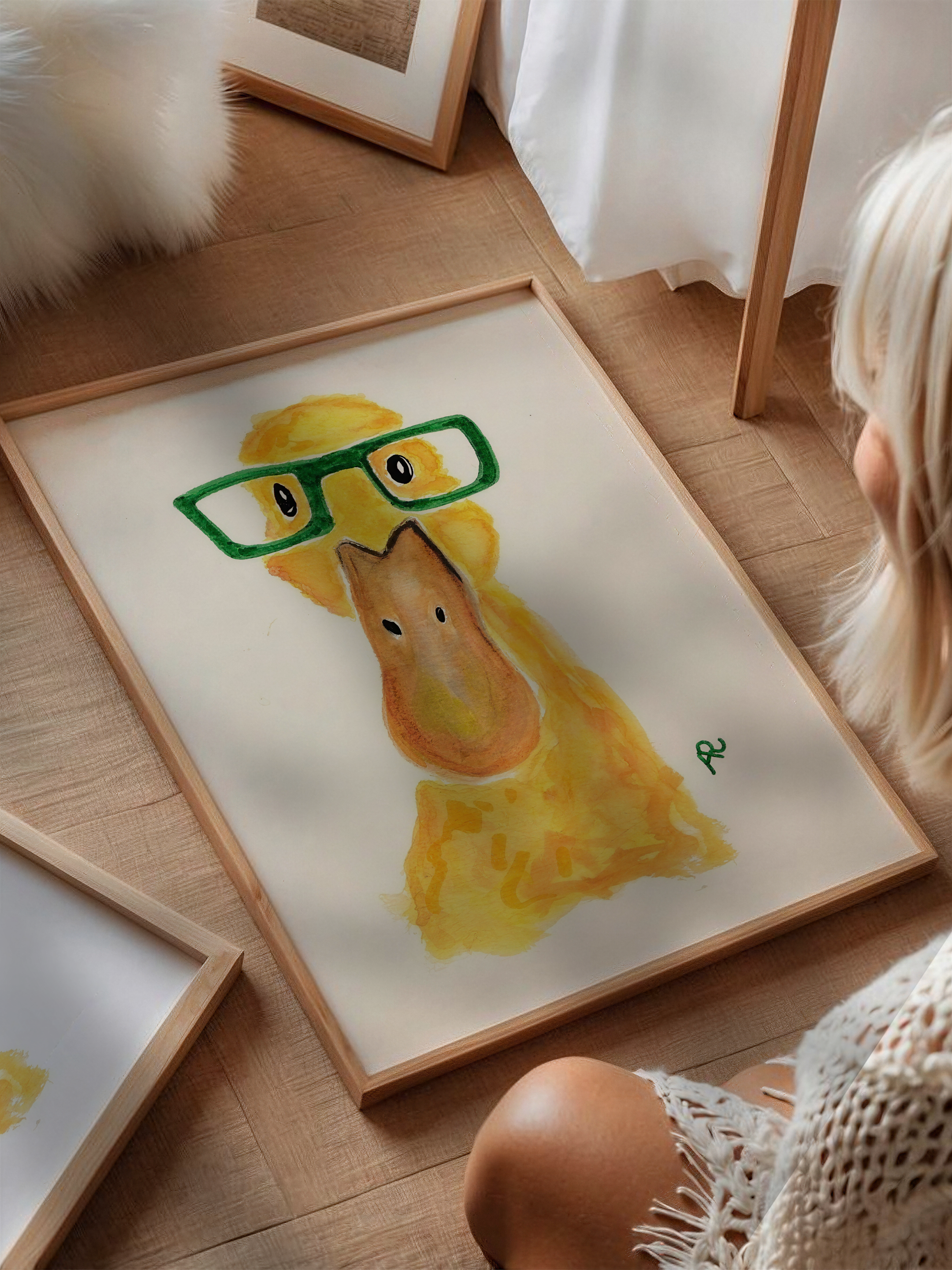 Meraklı Ördek – Sulu Boya Portre