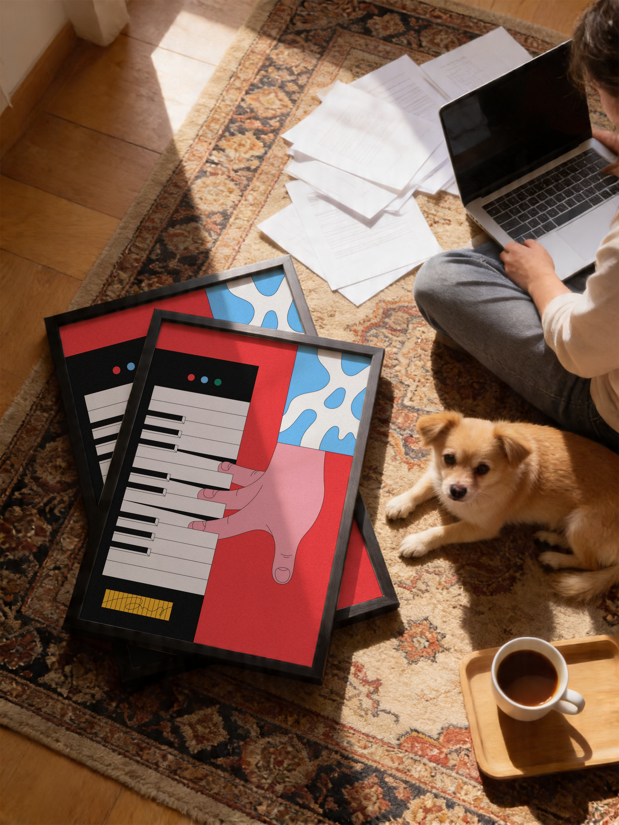 Piyano Çalan El İllüstrasyon Posteri