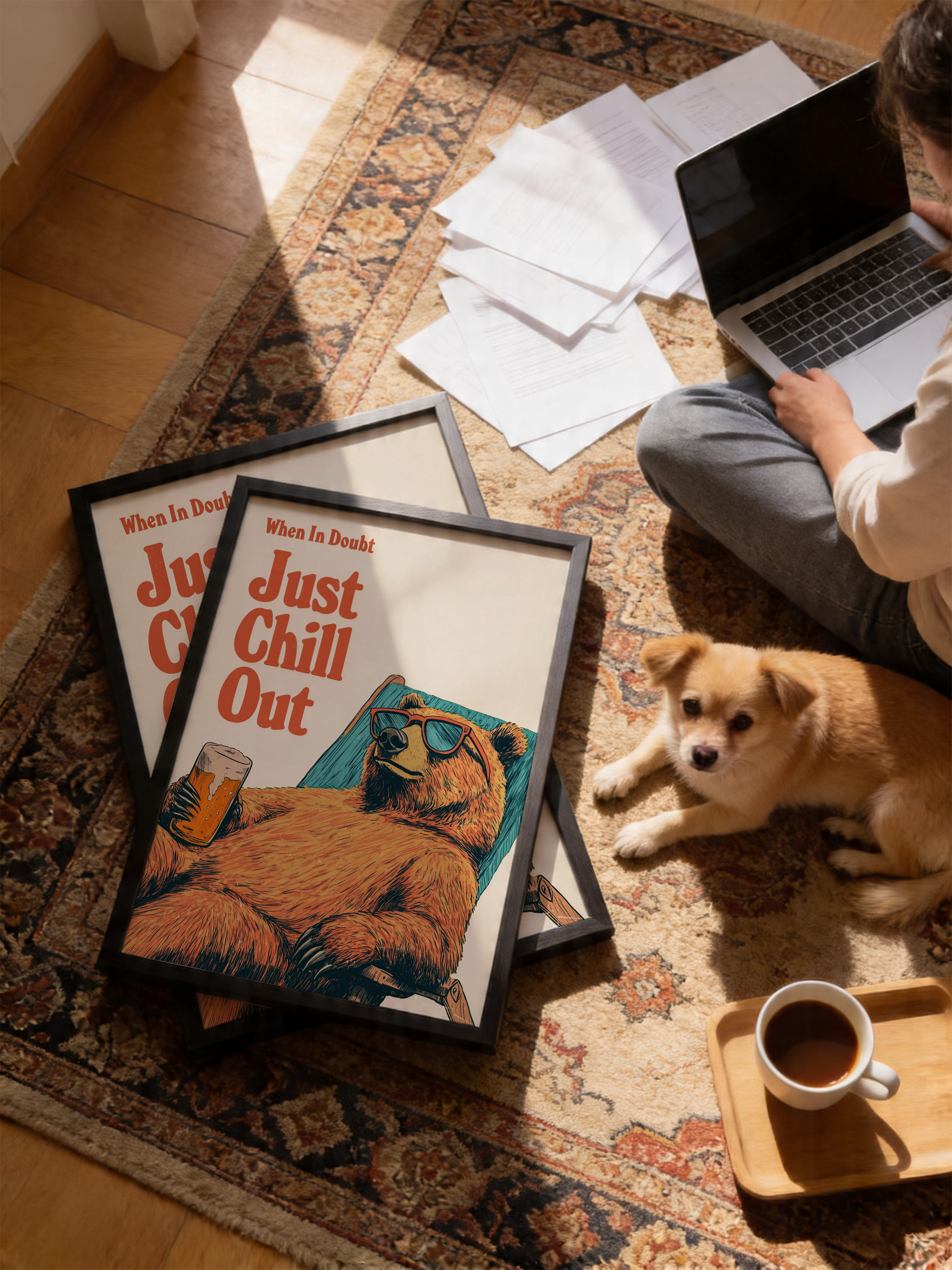 Just Chill Out – Vintage İllüstrasyon Posteri