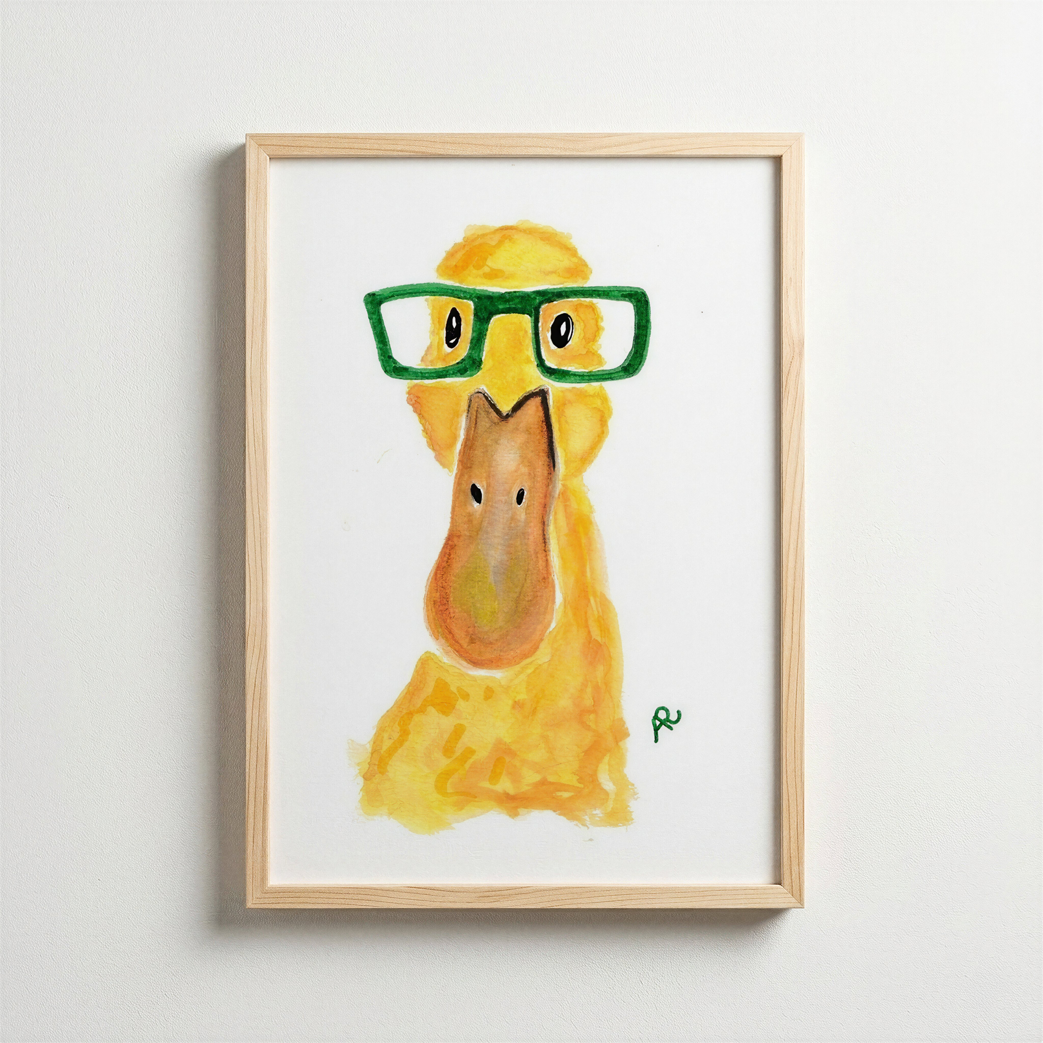 Meraklı Ördek – Sulu Boya Portre