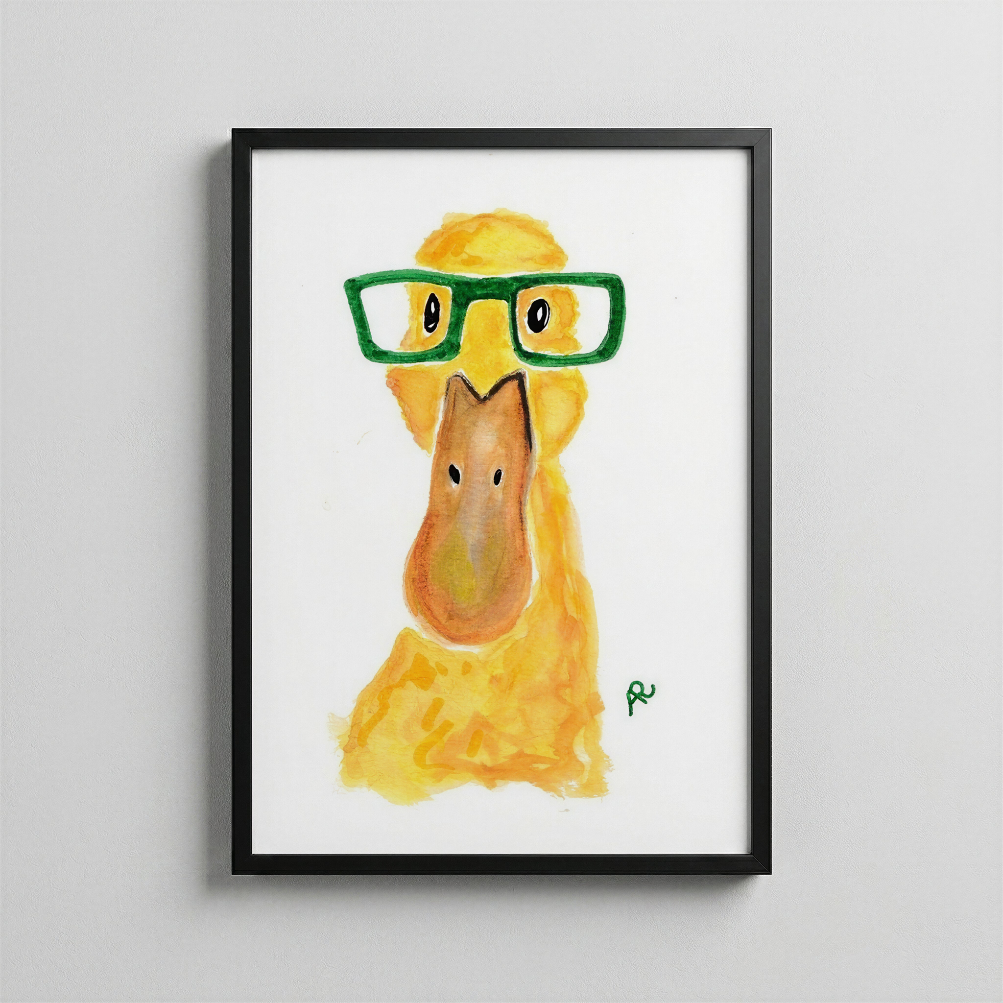 Meraklı Ördek – Sulu Boya Portre