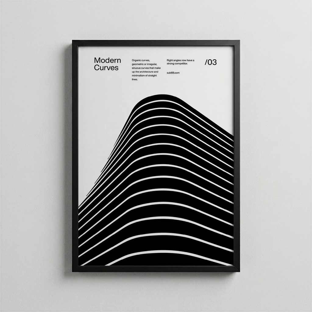 Modern Eğriler – Geometrik Soyut Poster