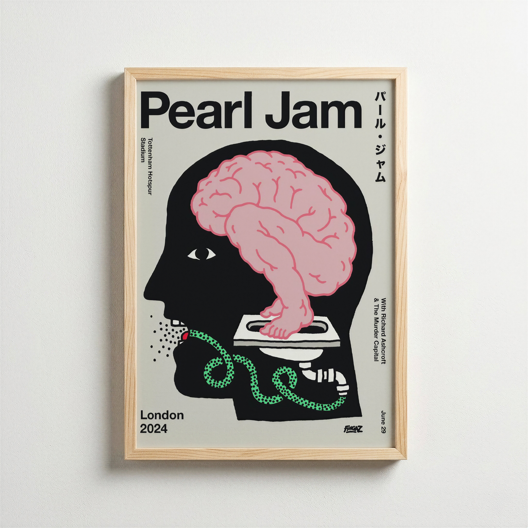 Pearl Jam – Sürreal Beyin İllüstrasyon Posteri