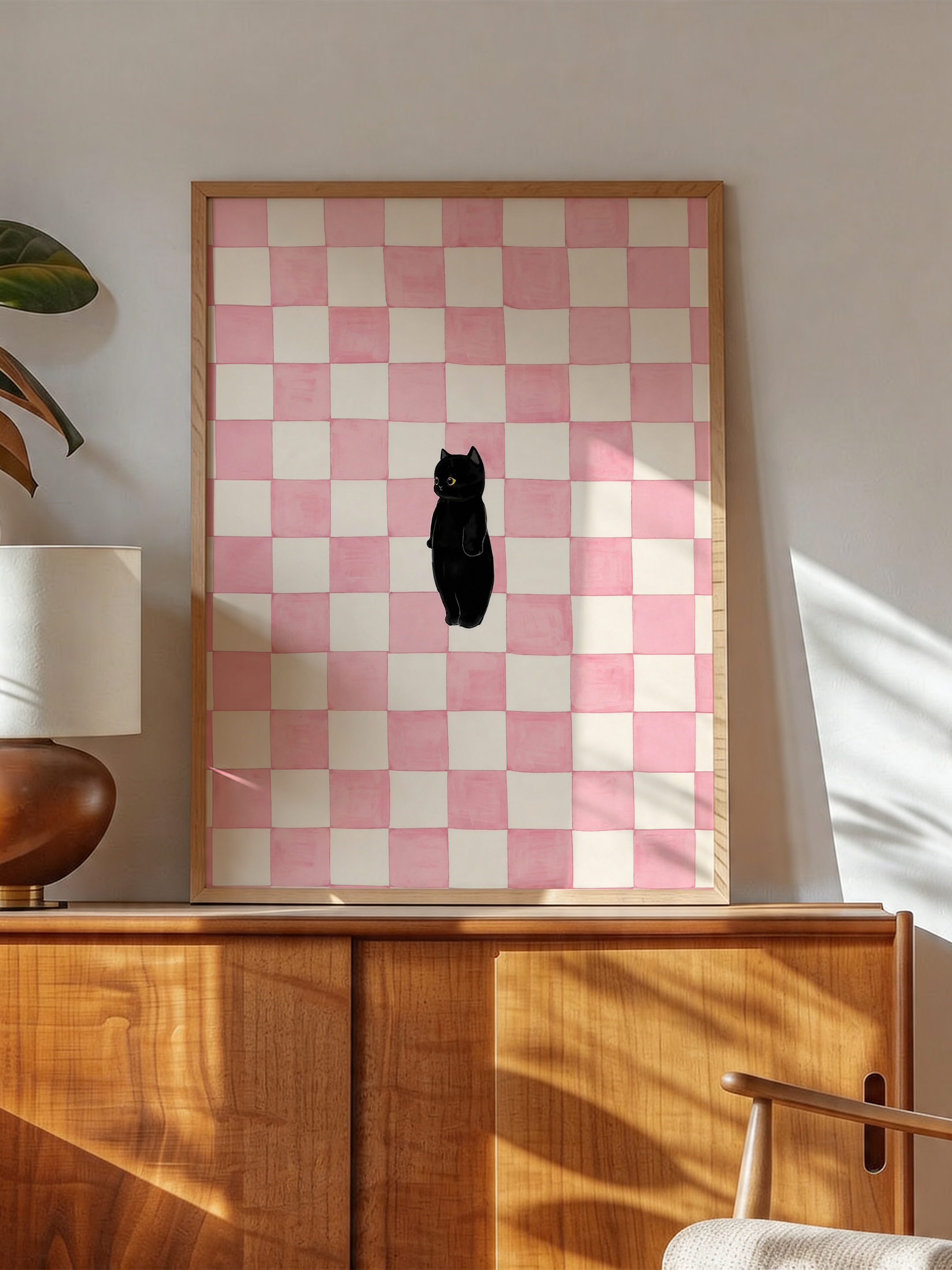 Pink Check Cat