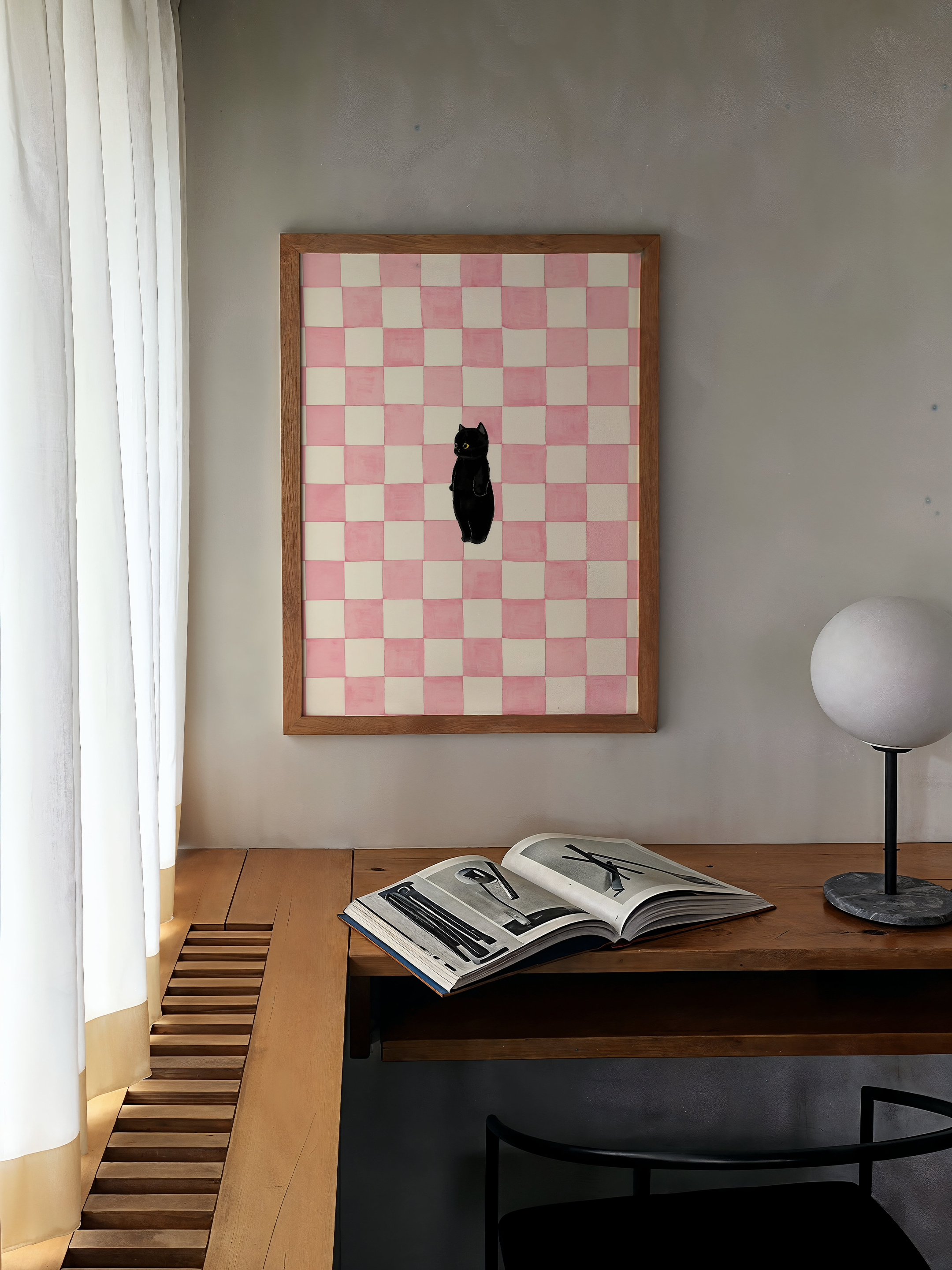 Pink Check Cat