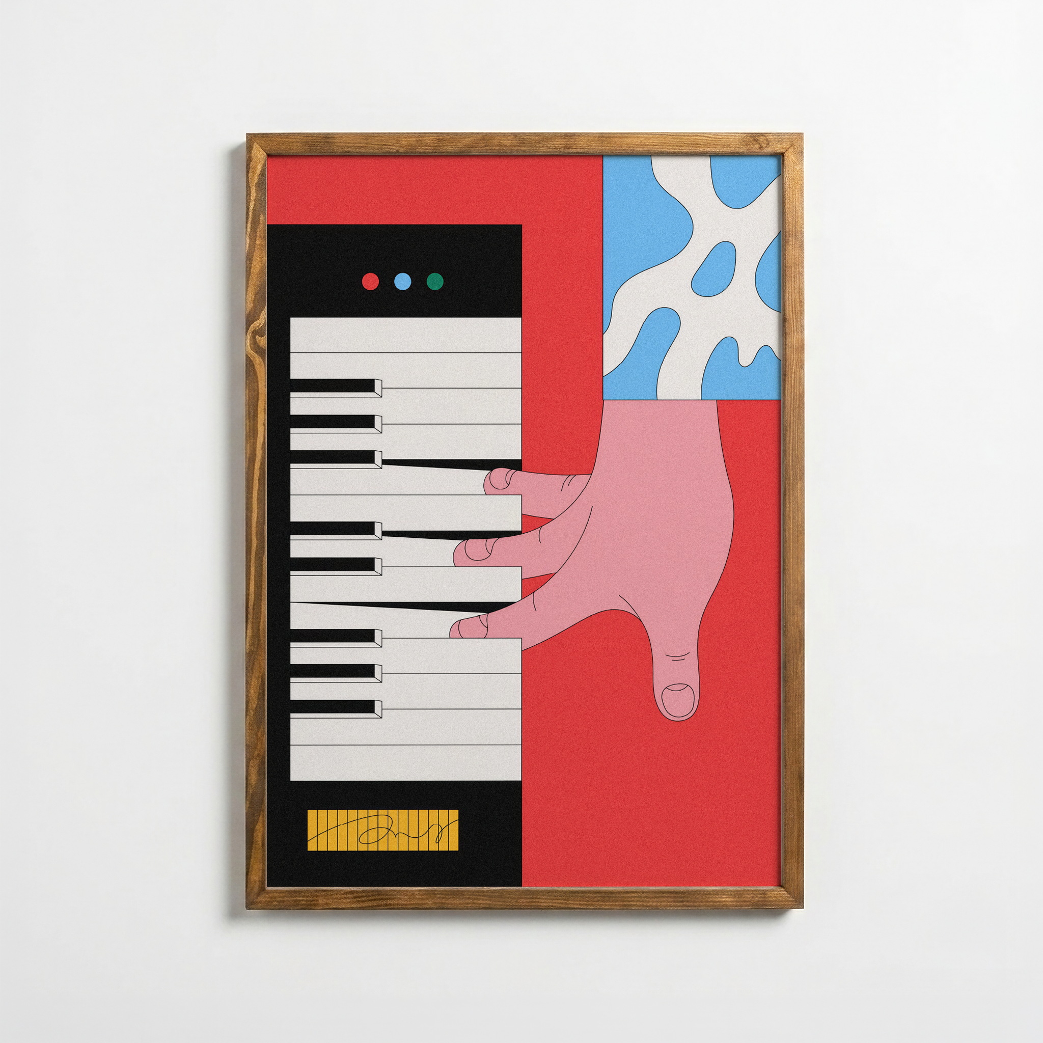 Piyano Çalan El İllüstrasyon Posteri