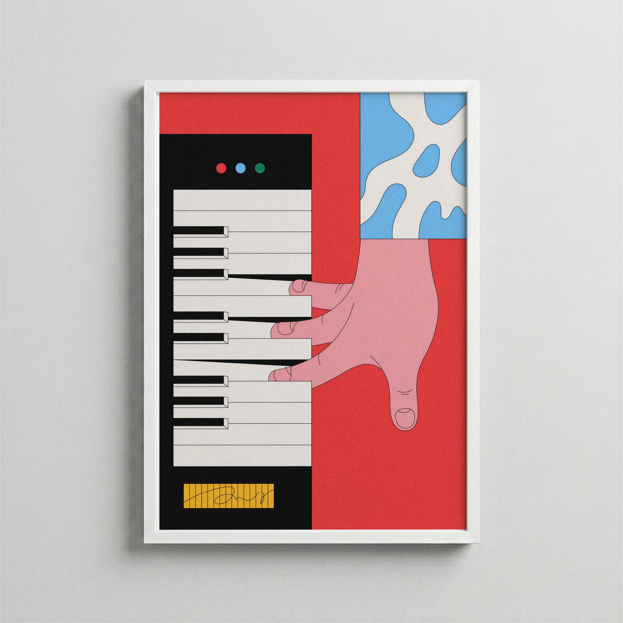 Piyano Çalan El İllüstrasyon Posteri