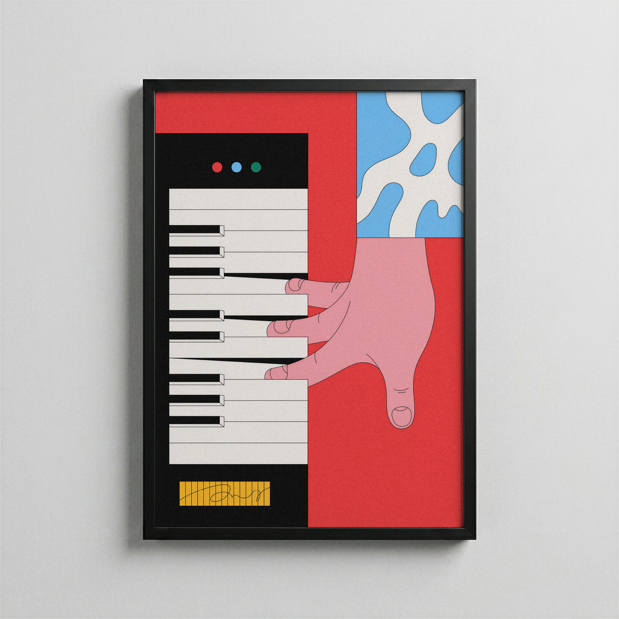 Piyano Çalan El İllüstrasyon Posteri